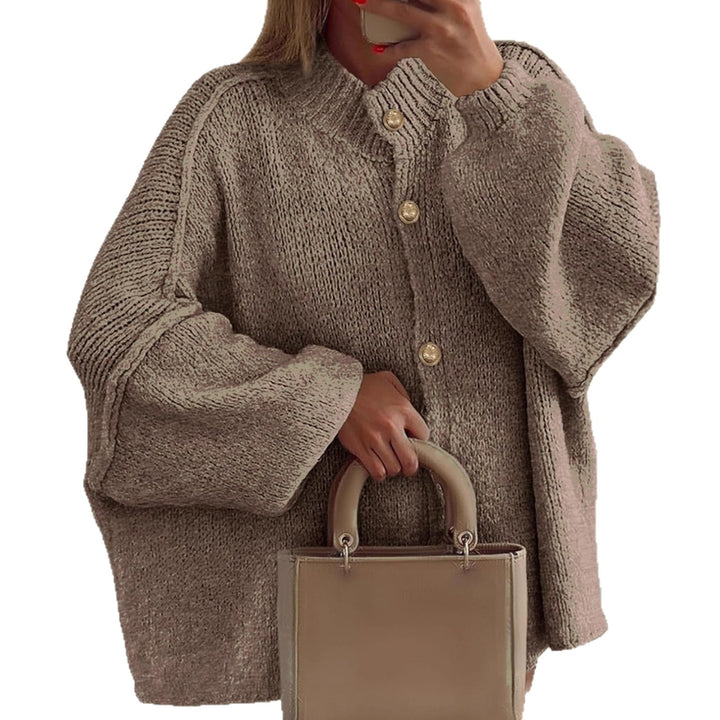 Damen Boucle Cardigan mit oversized Ärmeln und goldenen Knöpfen Drune