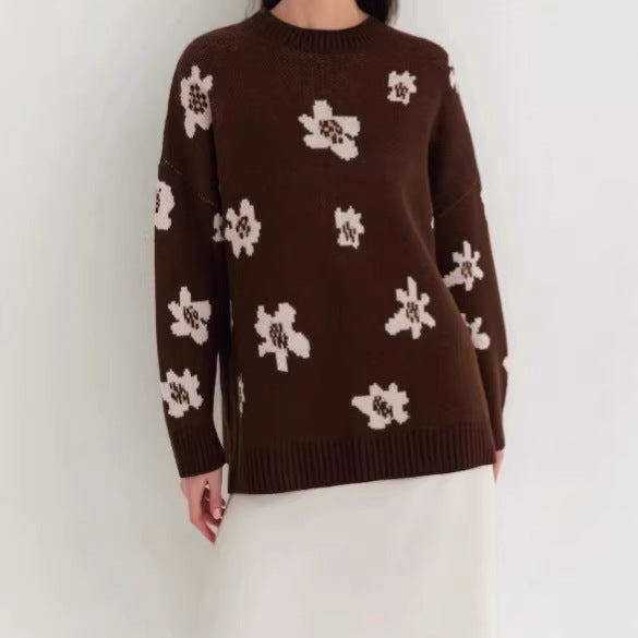 Damen Modischer Pullover mit floralen Mustern