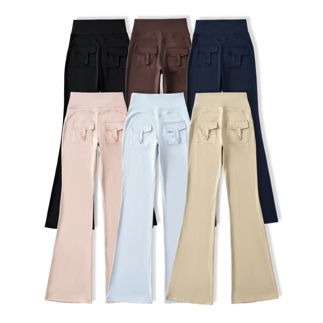 Damen Hochtaillierte ausgestellte Yoga‑Hose mit Formbund Drune