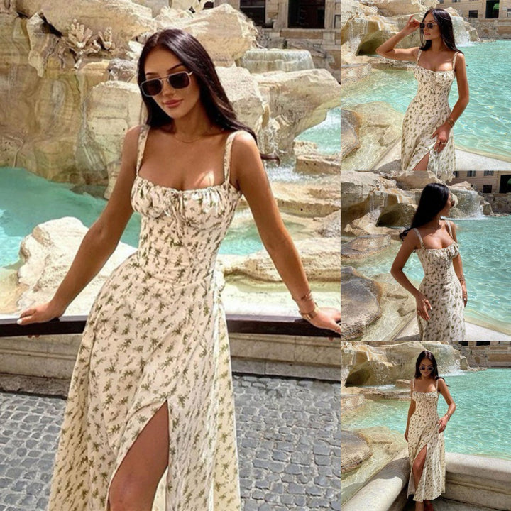 Damen Maxikleid mit schulterfreier Silhouette und romantischem Rüschendetail Drune