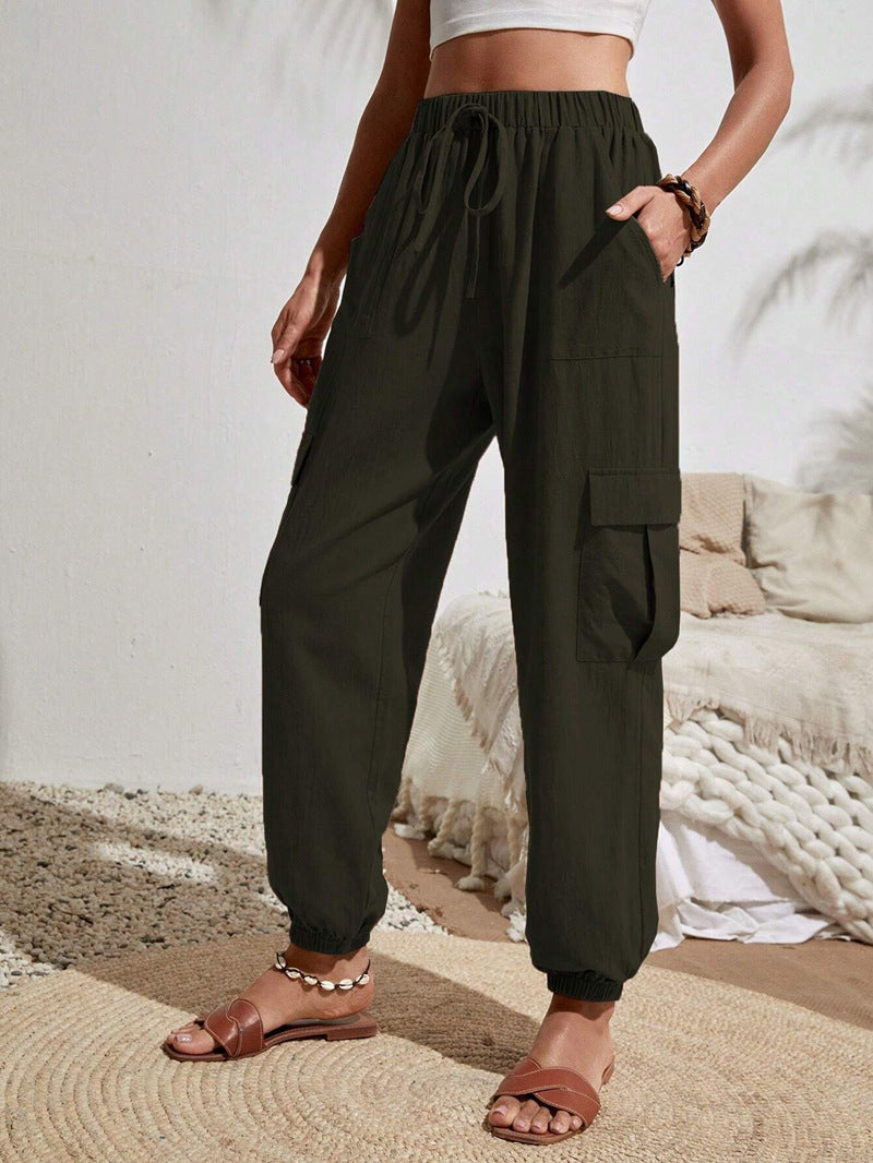 Damen Cargo-Jogginghose mit elastischem Bund, Kordelzug und aufgesetzten Taschen Drune