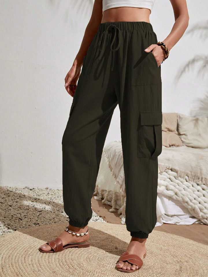 Damen Cargo-Jogginghose mit elastischem Bund, Kordelzug und aufgesetzten Taschen Drune