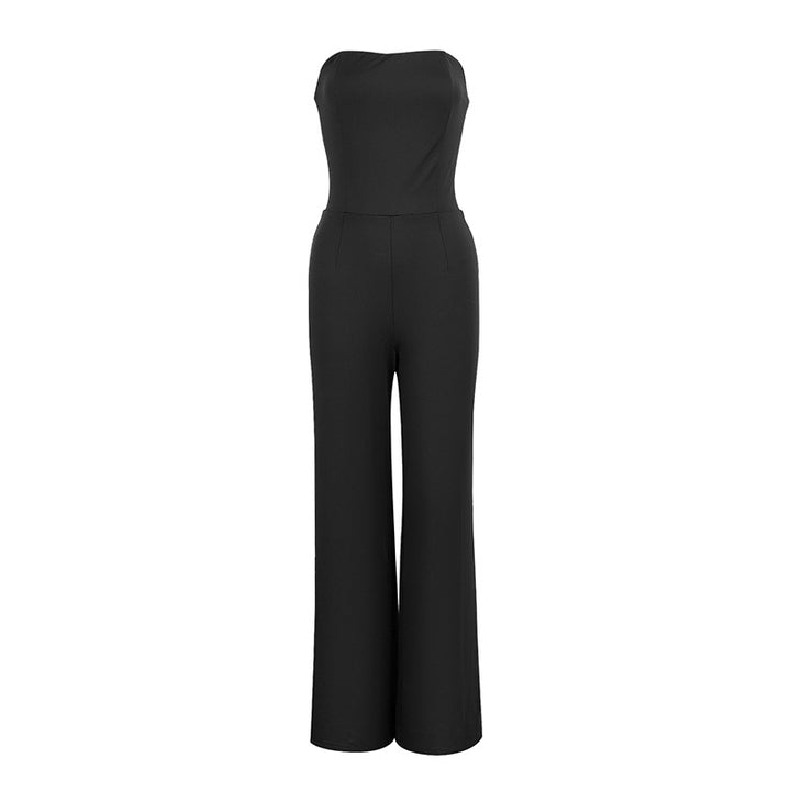 Damen Figurschmeichelnder Jumpsuit mit elegantem Bandeau-Ausschnitt und weitem Bein Drune