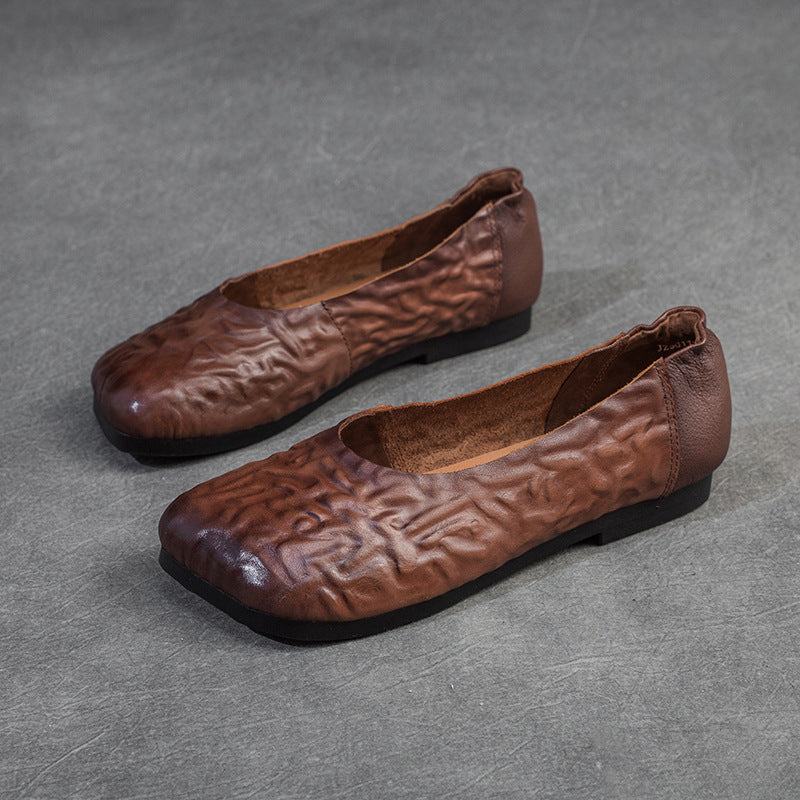 Damen Elegante und bequeme Ballerinas aus hochwertigem Leder mit floralem Cut-Out-Design Drune