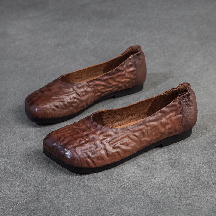 Damen Elegante und bequeme Ballerinas aus hochwertigem Leder mit floralem Cut-Out-Design Drune