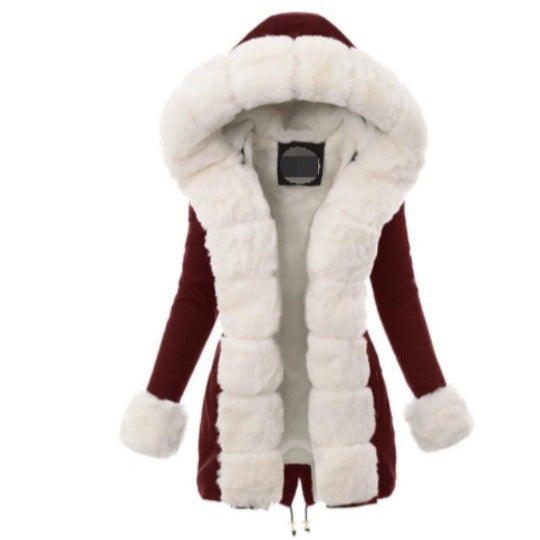 Damen Fleecejacke mit luxuriösem Kunstpelzkragen Drune