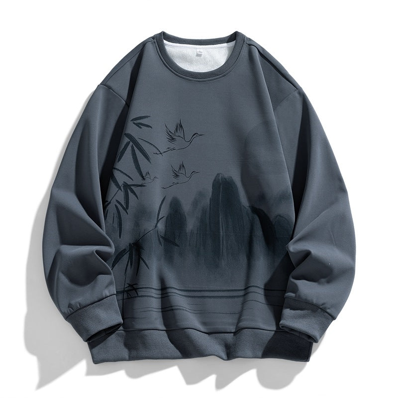 Unisex Oversize‑Sweatshirt mit Pinsel‑Print & geripptem Saum Drune