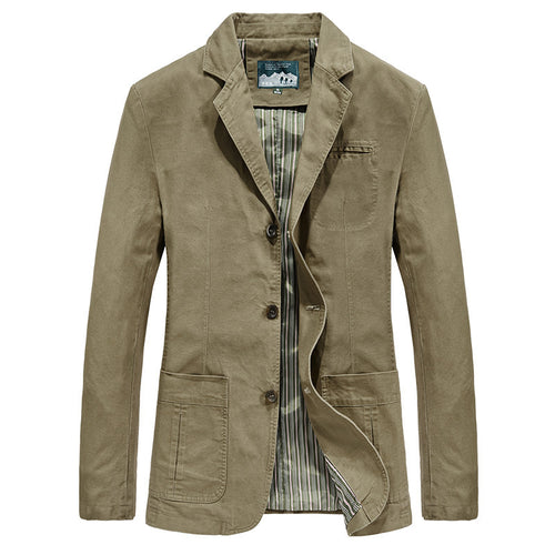 Herren nan legeres Baumwoll-Twill Sakko mit aufgesetzten Taschen und gestreiftem Innenfutter Drune