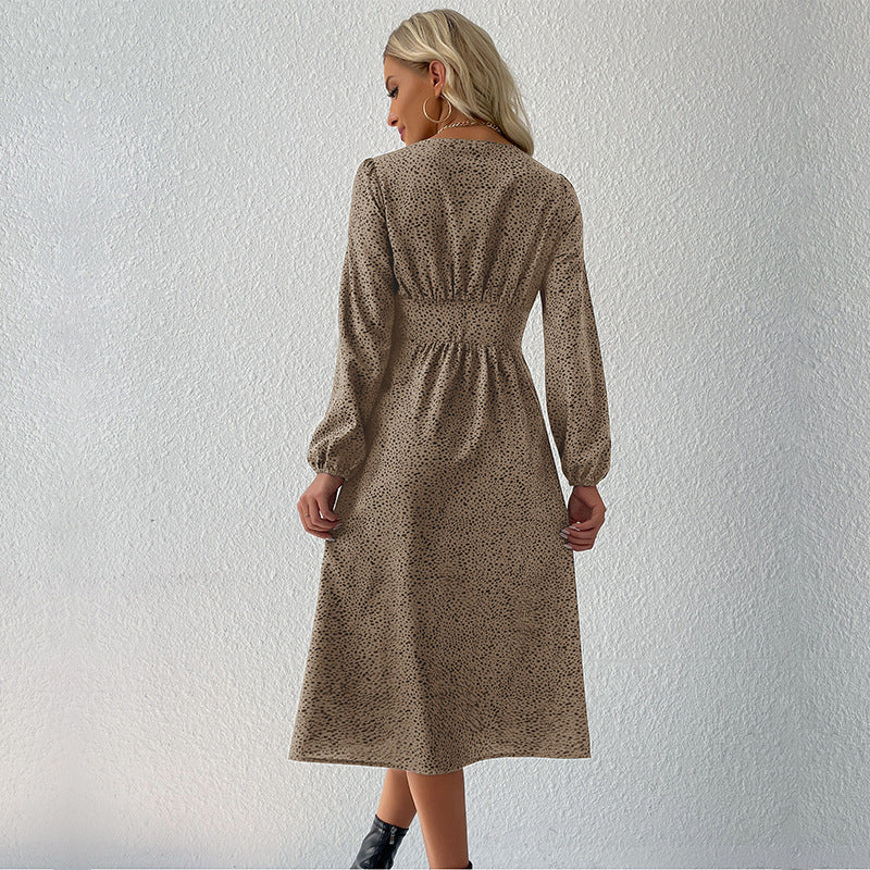 Damen Elegantes Knielanges Kleid mit Knopfverschluss Drune