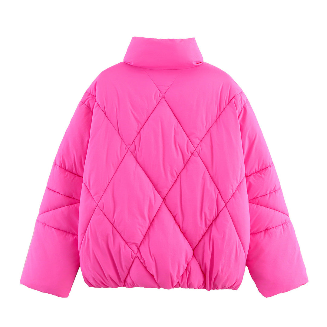Damen gesteppte Freizeitjacke mit hoch stehendem Kragen und Kordelzug Drune