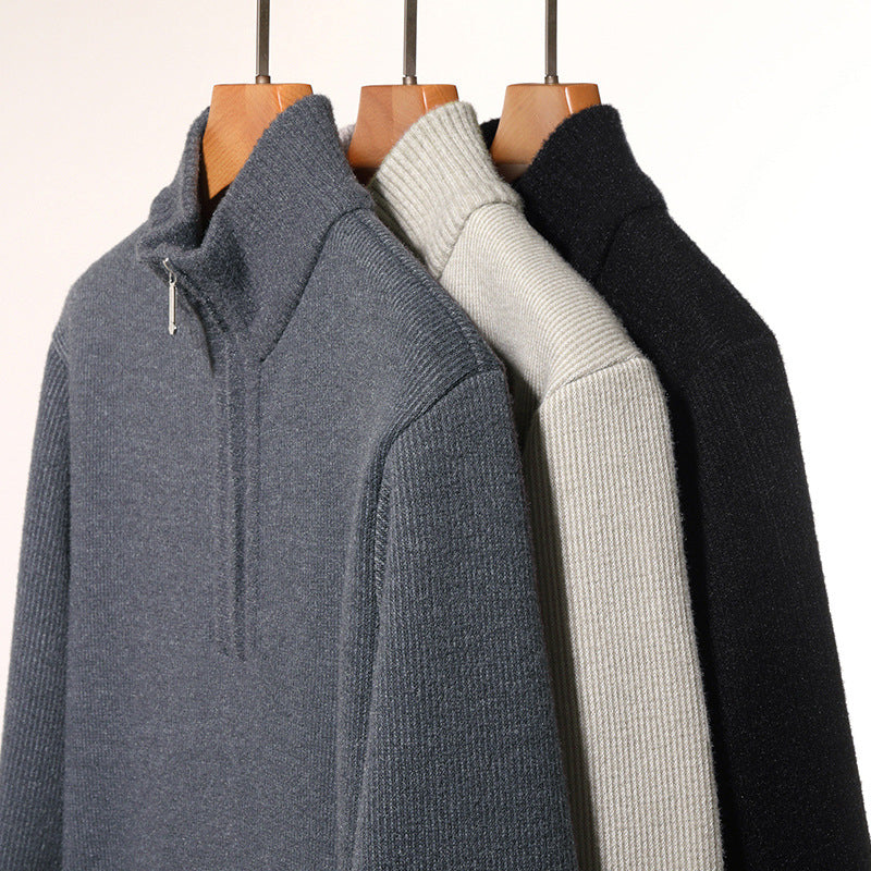 Herren Thermo-gefütterter Halbzip-Pullover mit Stehkragen und wärmender Fleece-Innenseite Drune