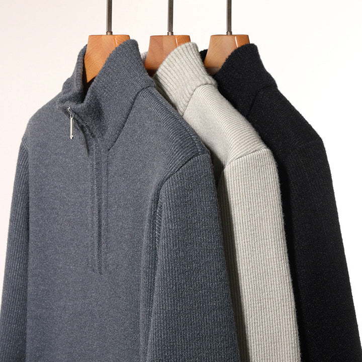 Herren Thermo-gefütterter Halbzip-Pullover mit Stehkragen und wärmender Fleece-Innenseite Drune