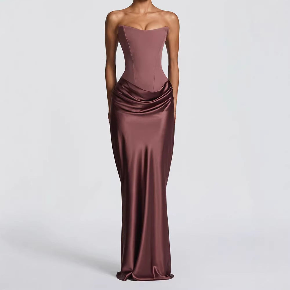 Damen Elegantes Wickelkleid mit figurbetontem Oberteil und schimmerndem Rock Drune