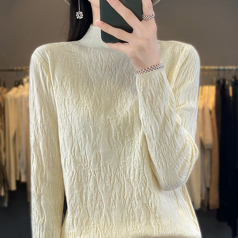 Damen Strukturierter Feinstrick-Pullover mit kurzem Stehkragen und Crinkle-Optik Drune