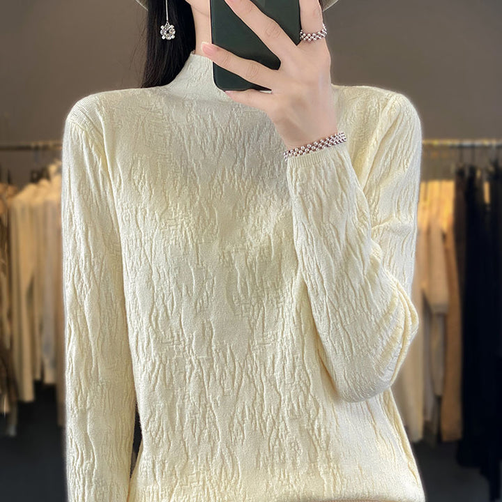 Damen Strukturierter Feinstrick-Pullover mit kurzem Stehkragen und Crinkle-Optik Drune
