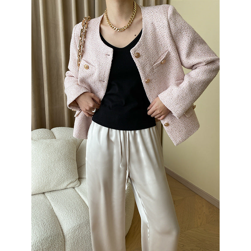 Damen klassische Bouclé-Jacke mit strukturiertem Stoff Drune