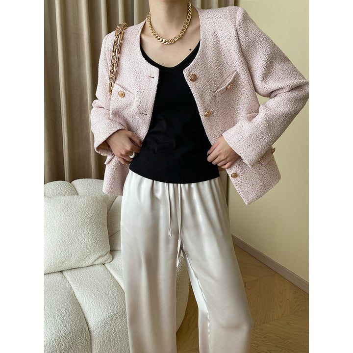 Damen klassische Bouclé-Jacke mit strukturiertem Stoff Drune