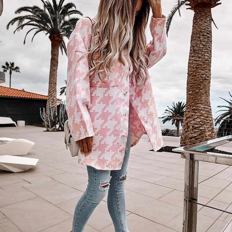 Damen Langarm-Shirtjacke im Chevron-Muster mit praktischen Taschen Drune