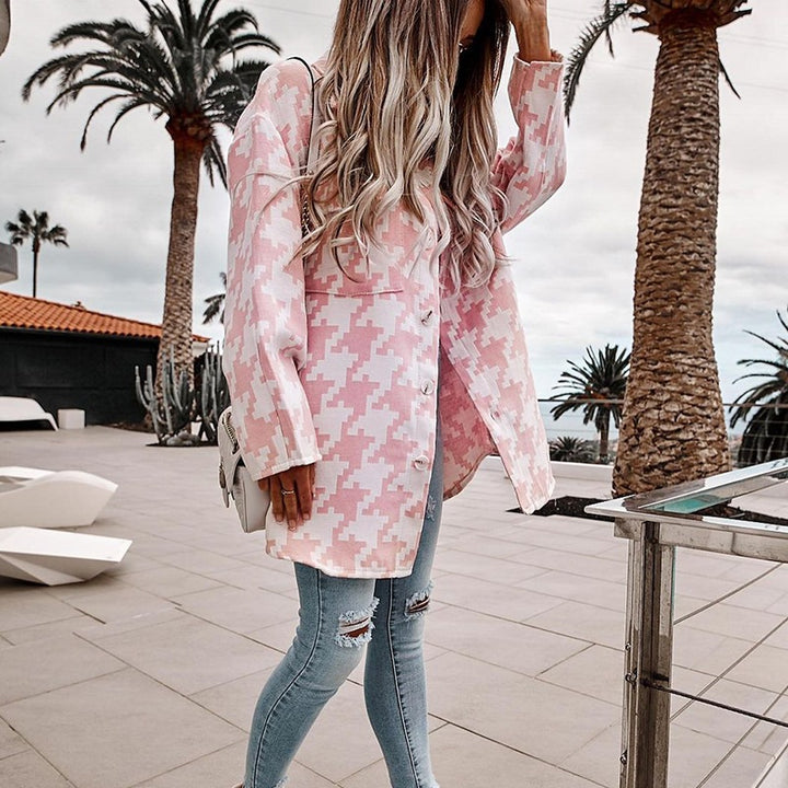 Damen Langarm-Shirtjacke im Chevron-Muster mit praktischen Taschen Drune