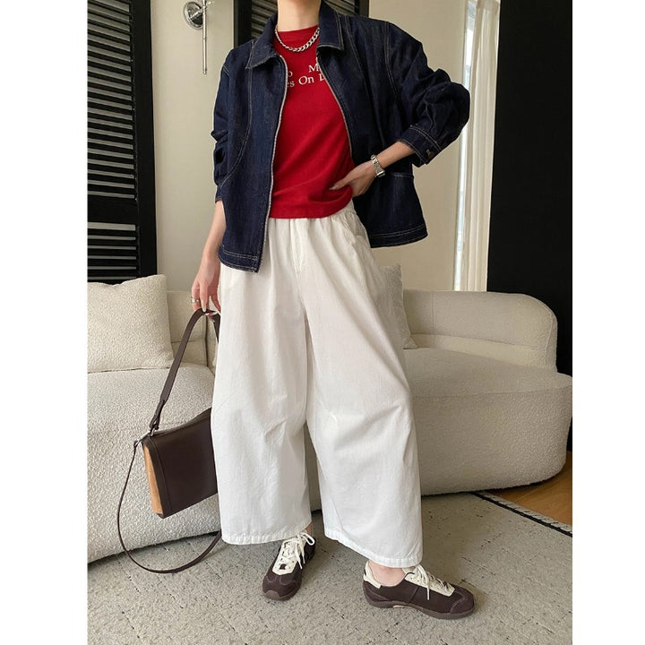 Damen lässige Denim-Jacke im Oversized-Stil mit praktischen Taschen und dezenten Details Drune