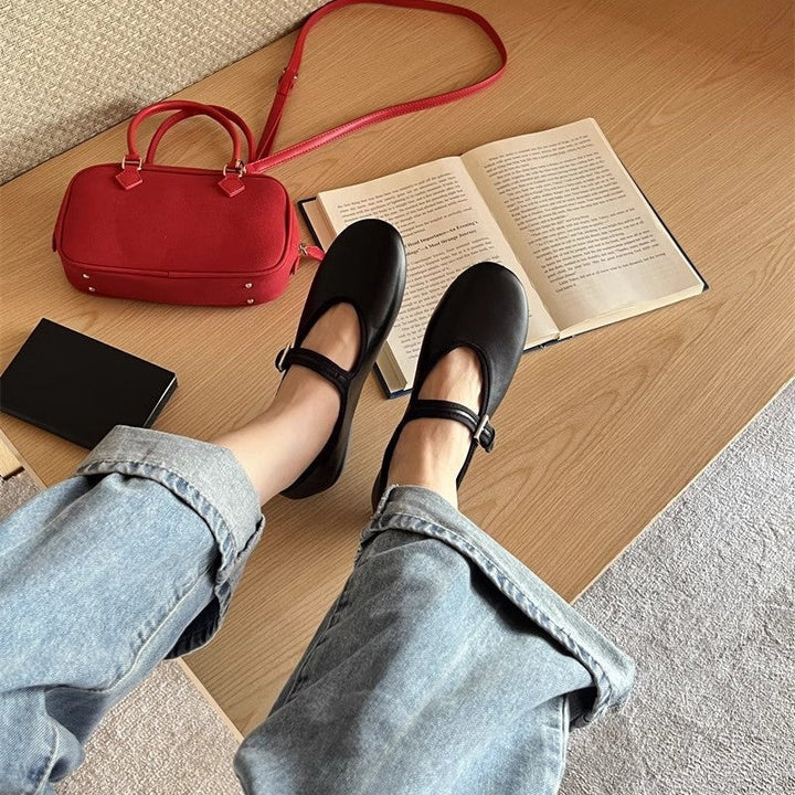 Damen modische Mary Janes mit verstellbarem Riemen und glänzender Oberfläche Drune