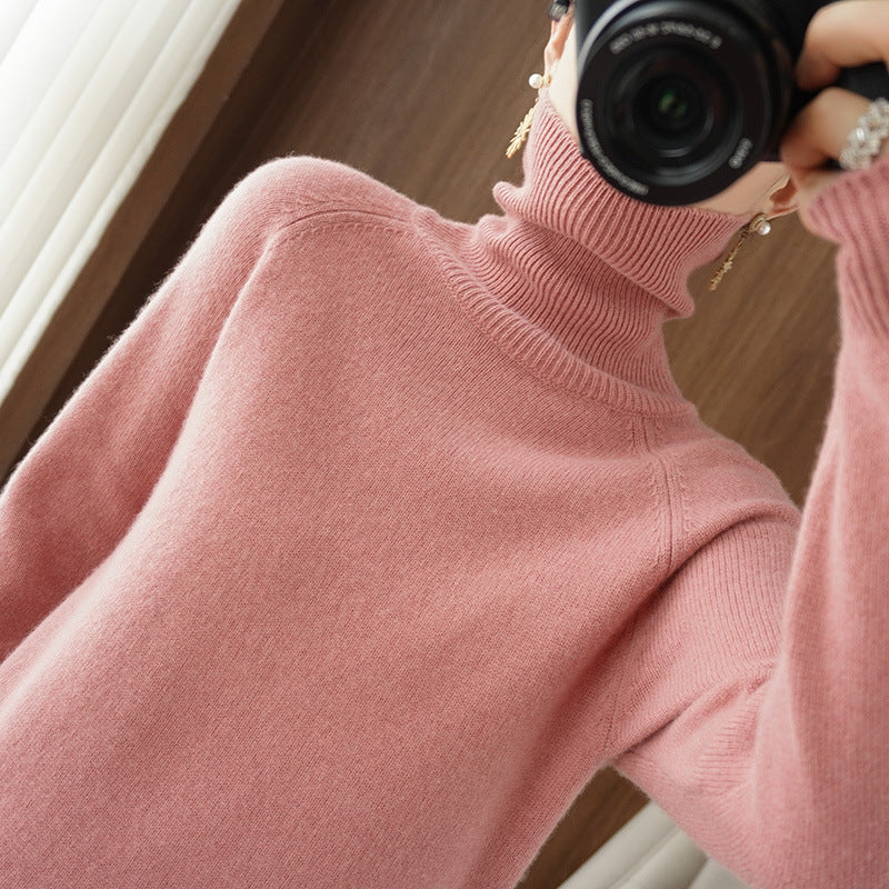 Damen Rollkragenpullover aus weichem Wollmix mit verlängerten Bündchen Drune