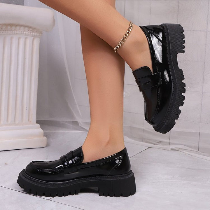 Damen klobige Loafer mit grober Profilsohle und Plateauabsatz Drune