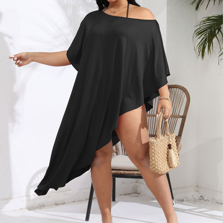 Damen luftiger Strandüberwurf mit elegantem asymmetrischen Schnitt Drune