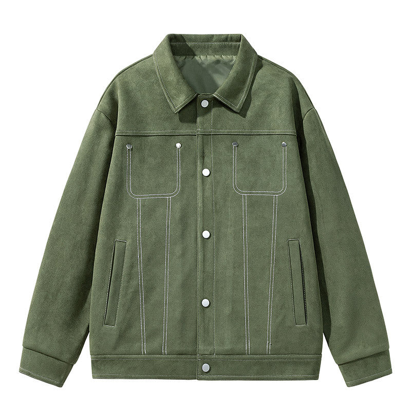 Herren Modische Wildlederjacke mit praktischen Taschen Drune