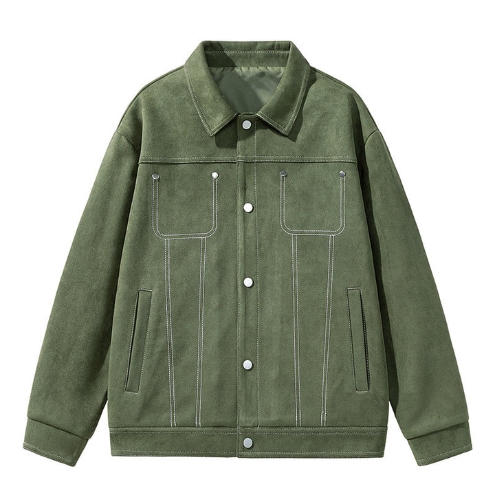 Herren Modische Wildlederjacke mit praktischen Taschen Drune