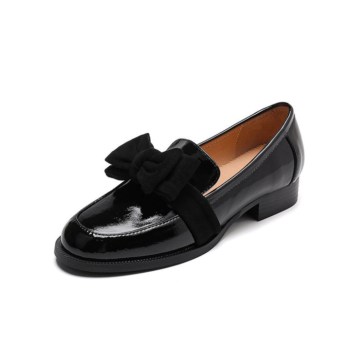 Damen Stylische Patentsleder Slipper mit Schleifendetail Drune