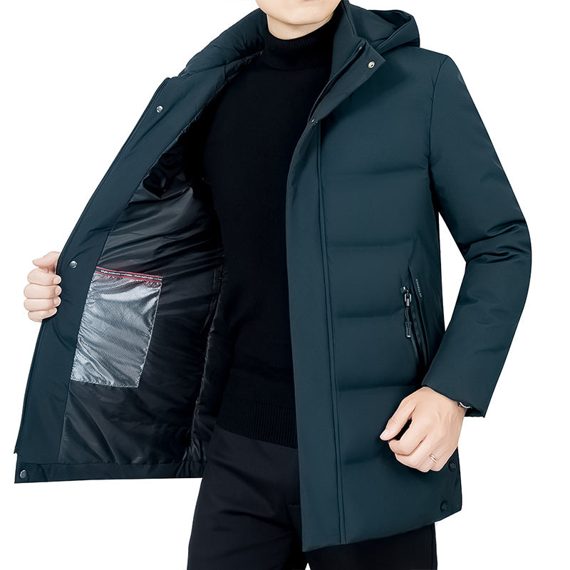 Herren Thermo-Winterkurzmantel mit luxuriösem Kunstfell-Innenfutter und Stehkragen Drune