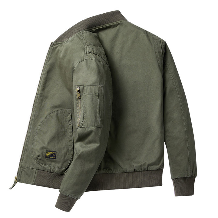 Herren  Baumwoll-Twill Utility Flight Bomberjacke mit geripptem Saum, Ärmeln, Reißverschlusstaschen und verstärkten Patten pockets Drune