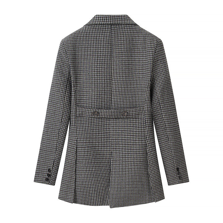 Damen Hahnentritt-Blazer mit Schwalbenschwanz-Detail und taillierter Silhouette Drune