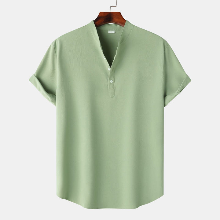 Herren Kurzarmhemd mit modernem Henley-Design und funktionalen Knöpfen Drune