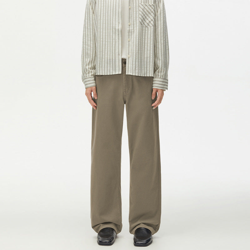 Herren Weitgeschnittene Chinohose aus Baumwoll-Twill mit tiefem Schritt Drune