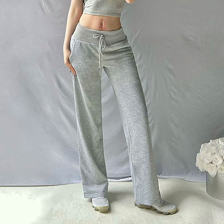 Damen nan weite Sweatpants mit hohem Komfortbund, Kordelzug und aufgesetzten Taschen Drune