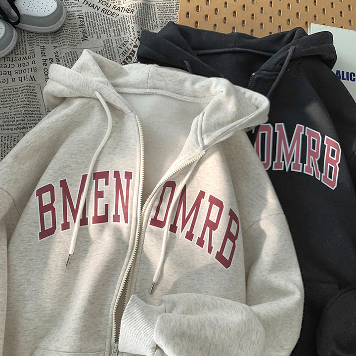 Damen Kapuzenjacke mit durchgehendem Reißverschluss und modischem Aufdruck Drune