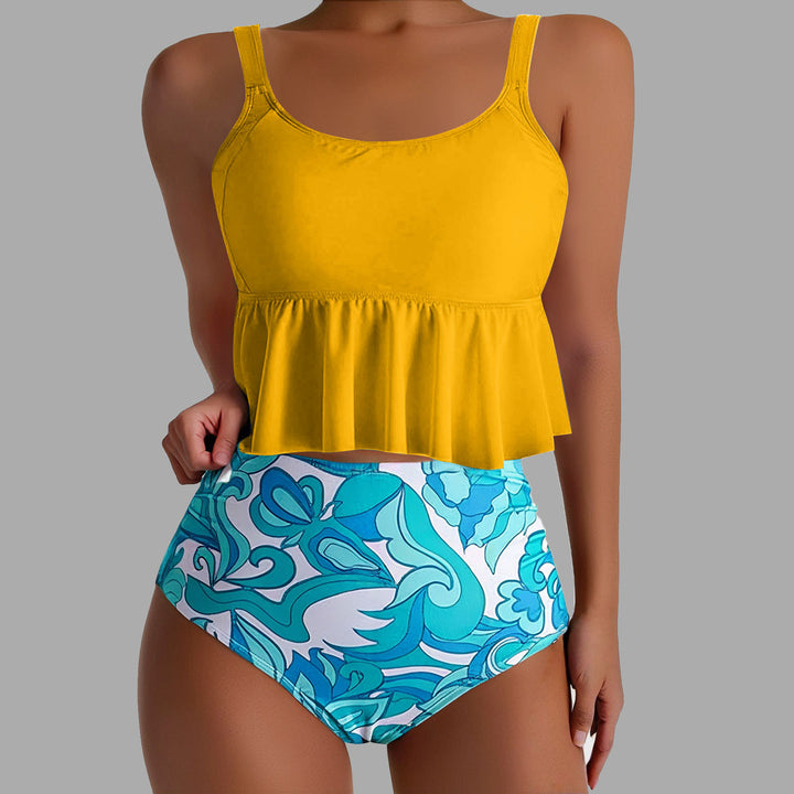 Damen Tankini-Set mit floralen Akzenten und Rüschen Drune