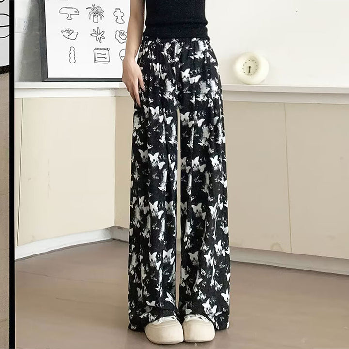 Damen Bequeme Sommerhose mit Schmetterlingsmuster Drune