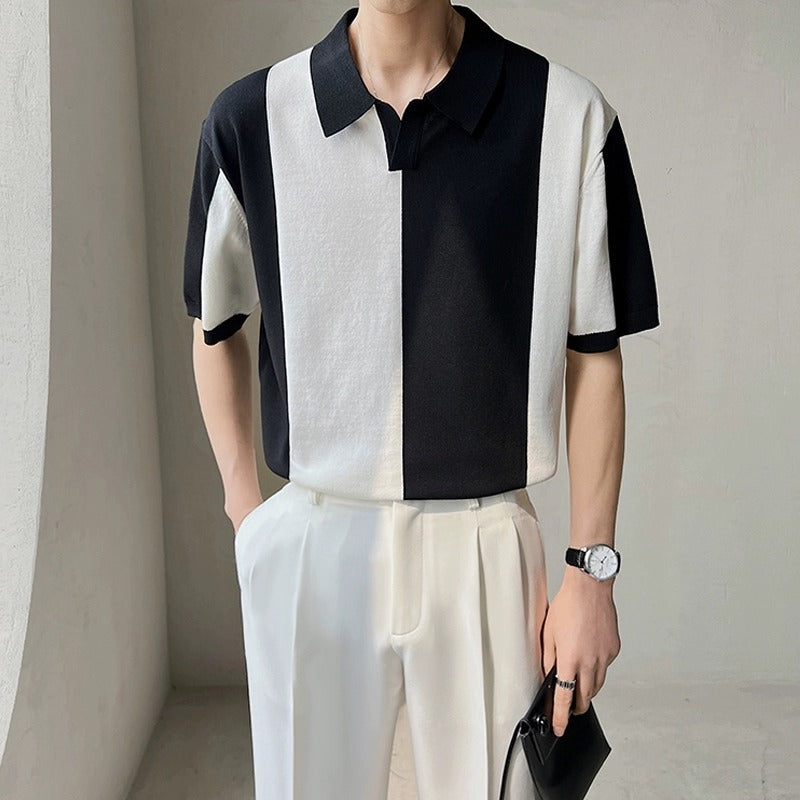 Herren Poloshirt mit modernem Farbblockdesign und lockerer Passform Drune