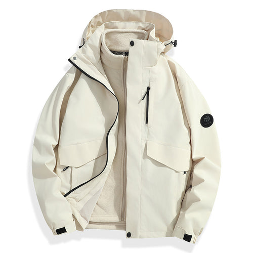 Herren Leichte Softshell-Regenjacke mit herausnehmbarem Fleecefutter, versiegelten Nähten und Multifunktions‑Taschen Drune