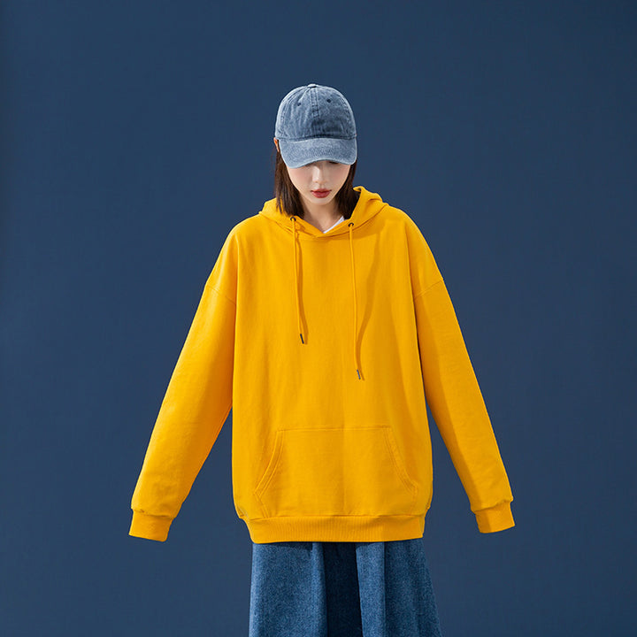 Damen Oversize-Kapuzenpullover mit Kängurutasche, tiefem Schulterfall und verstellbarer Kordel Drune