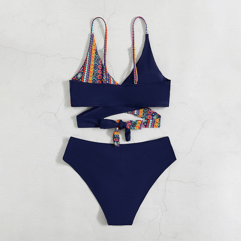 Damen Triangel-Bikini mit raffinierten geometrischen Druckdetails Drune