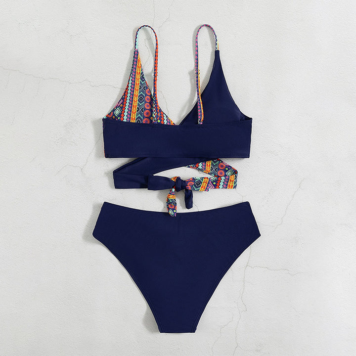 Damen Triangel-Bikini mit raffinierten geometrischen Druckdetails Drune