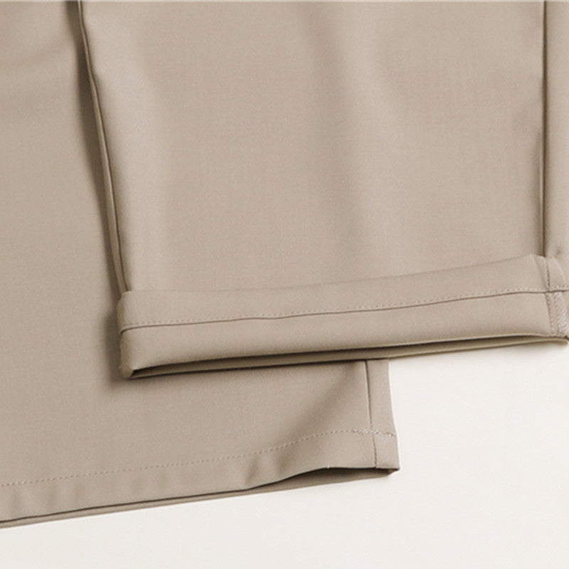 Damen Palazzo-Hose mit hoher Taille, Bügelfalten und elastischem Bund Drune