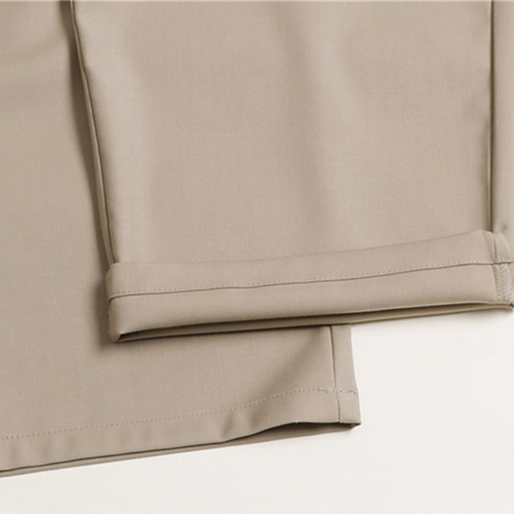 Damen Palazzo-Hose mit hoher Taille, Bügelfalten und elastischem Bund Drune