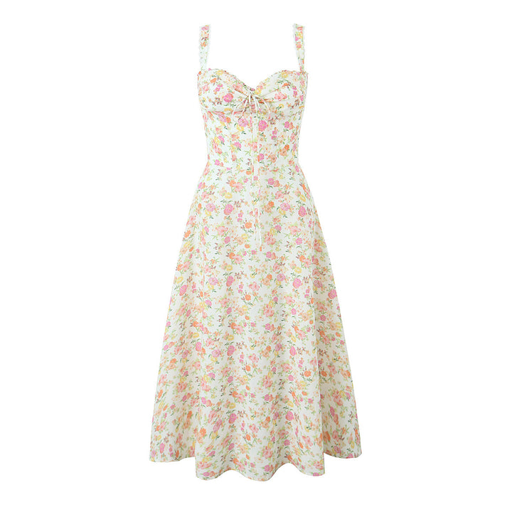Damen Sommerliches A-Linien Kleid mit floralen Akzenten Drune