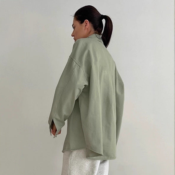 Damen Oversized Utility-Hemdjacke mit praktischen Taschen und lässigem Schnitt Drune