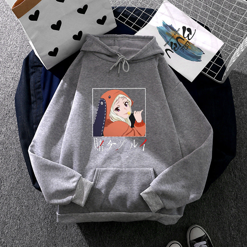 Damen nan Oversize Kapuzenpullover mit Manga-Frontprint und Kängurutasche Drune